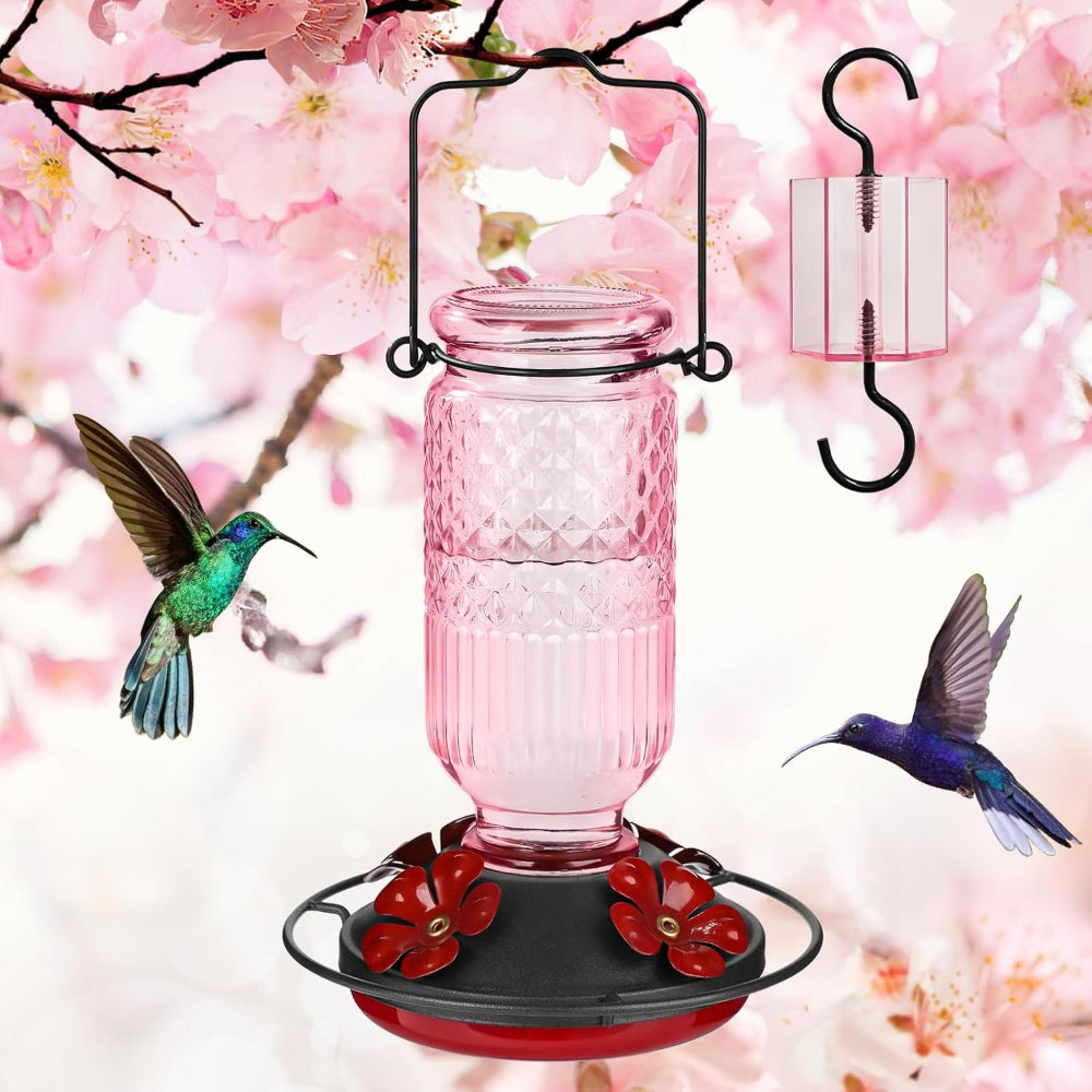Hummingbird Feeder Glass Hanging Outdoor Garden