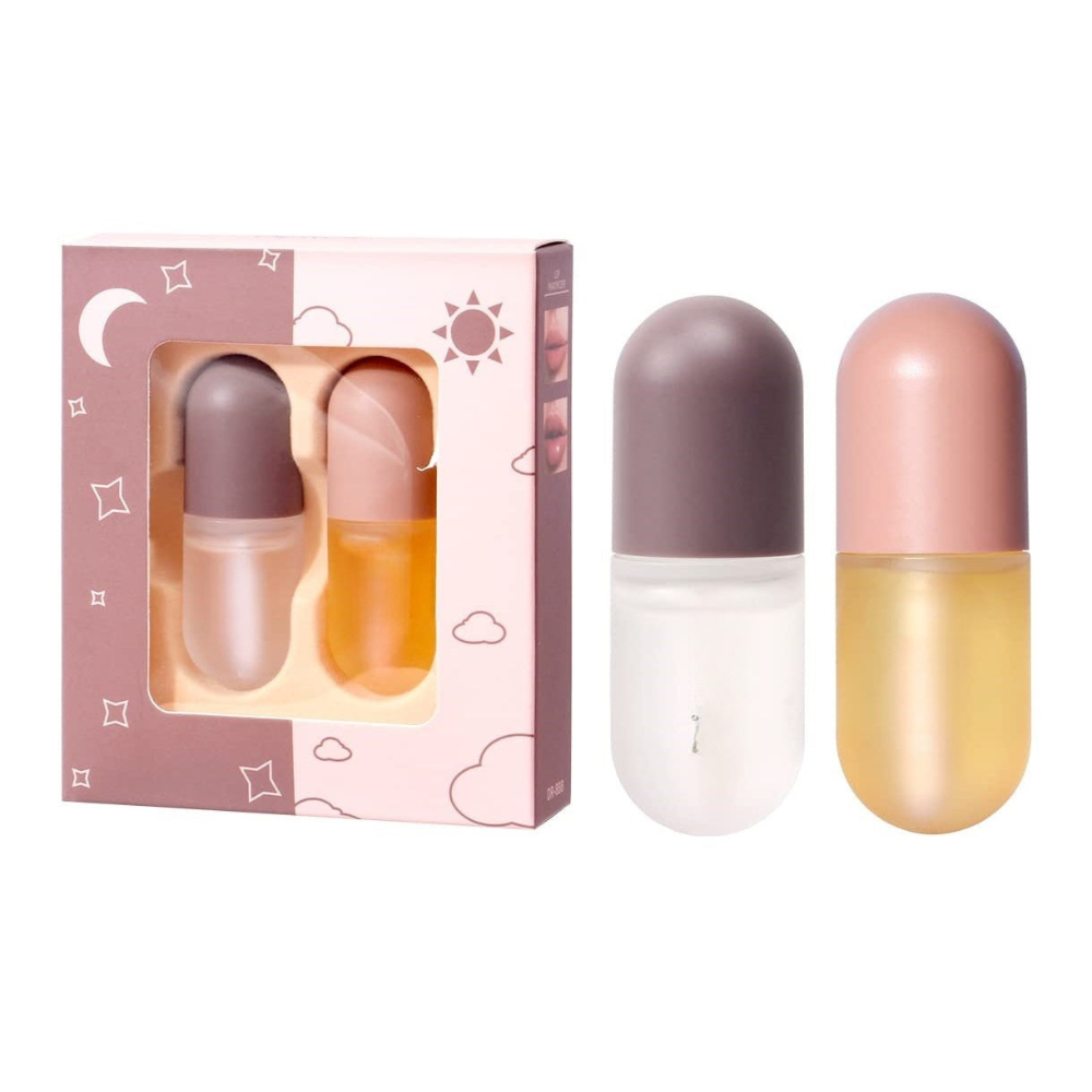 Lip Gloss Hydrating Plumper Duo Day Night Moisturizing Serum Set