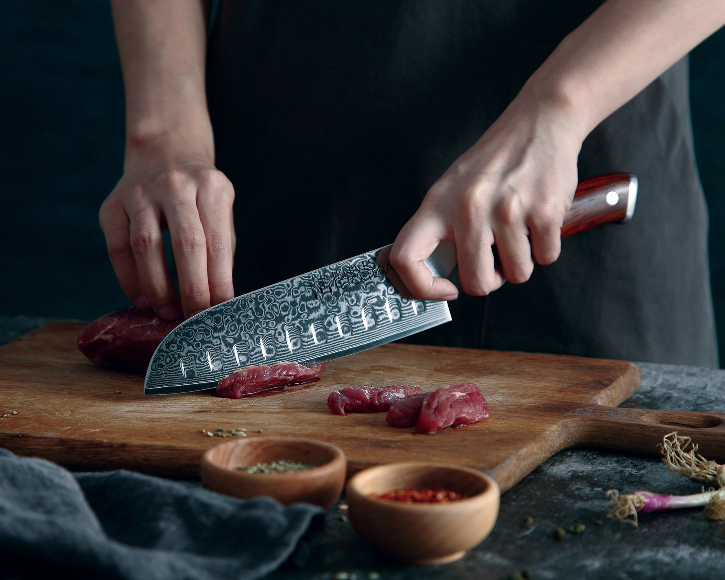 7" Damascus Santoku Knife