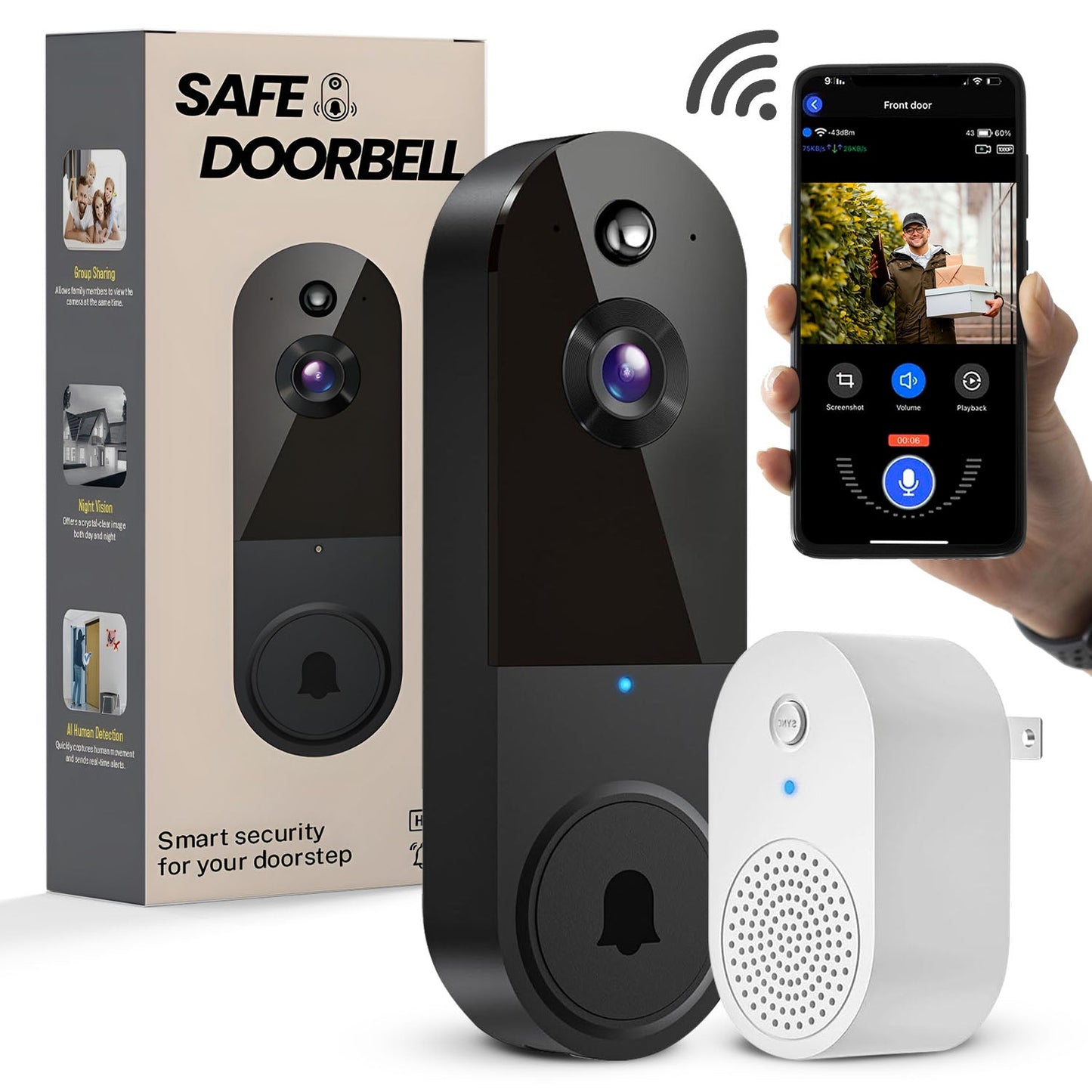 Avichic™ – Smart Wireless Video Doorbell with AI Motion Detection & Two-Way Audio for Home Security
