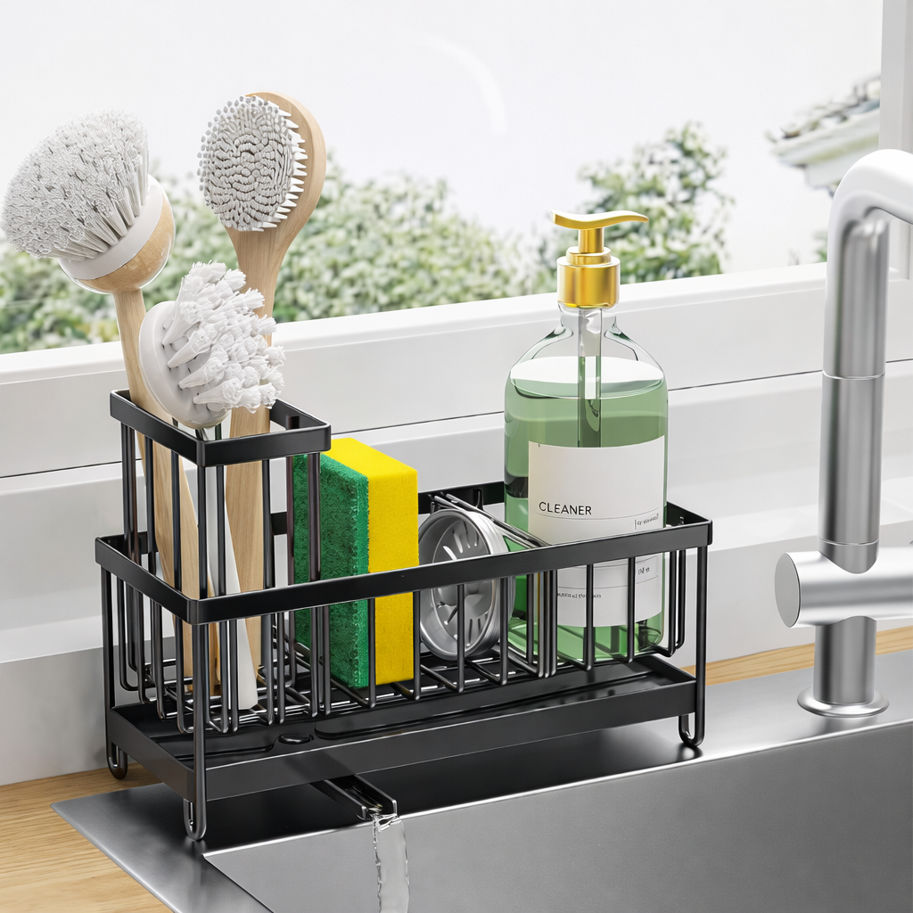 Kitchen Sink Caddy Countertop Organizer Drain Spout