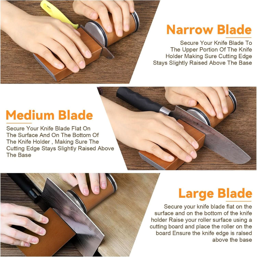 Knife Sharpener Rolling Angle Guide System Precise Edge Sharpening