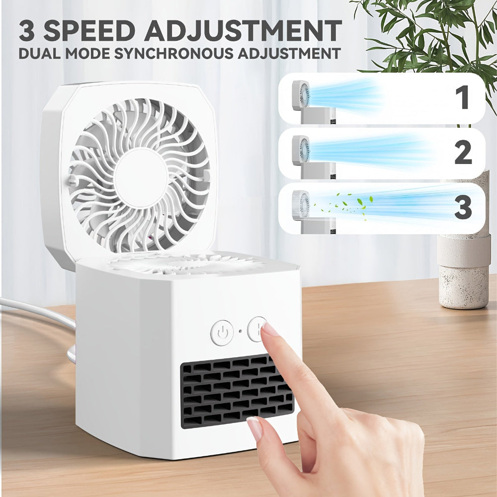 Mini Electric Space Heater and Cooling Fan Portable Desktop Heater