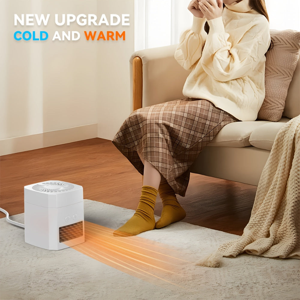 Mini Electric Space Heater and Cooling Fan Portable Desktop Heater