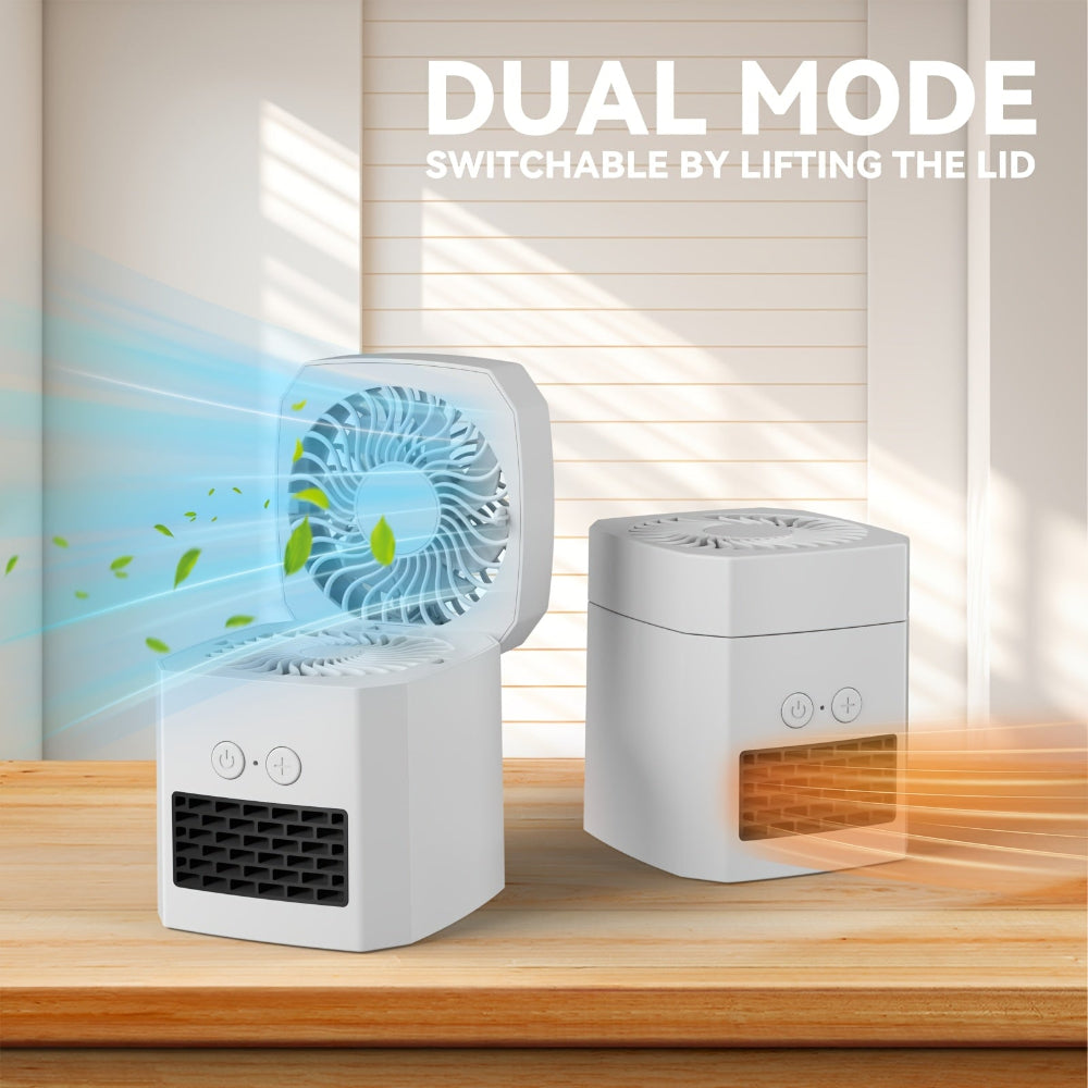 Mini Electric Space Heater and Cooling Fan Portable Desktop Heater