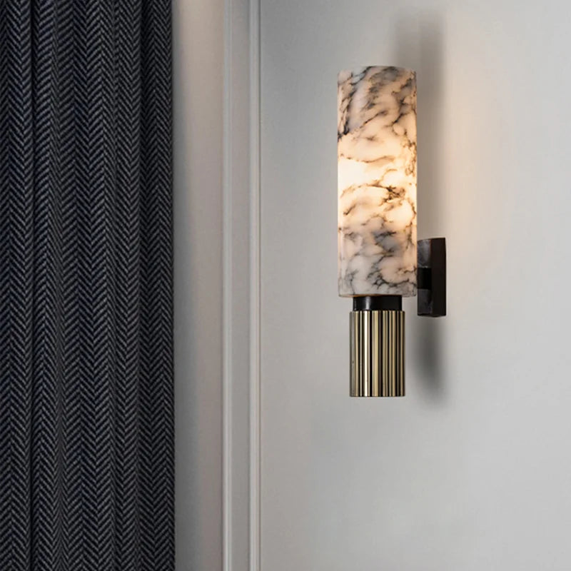 LuxeGlow Marble Wall Light | Contemporary Designer Lamp for Living Room & Hallway Ambience
