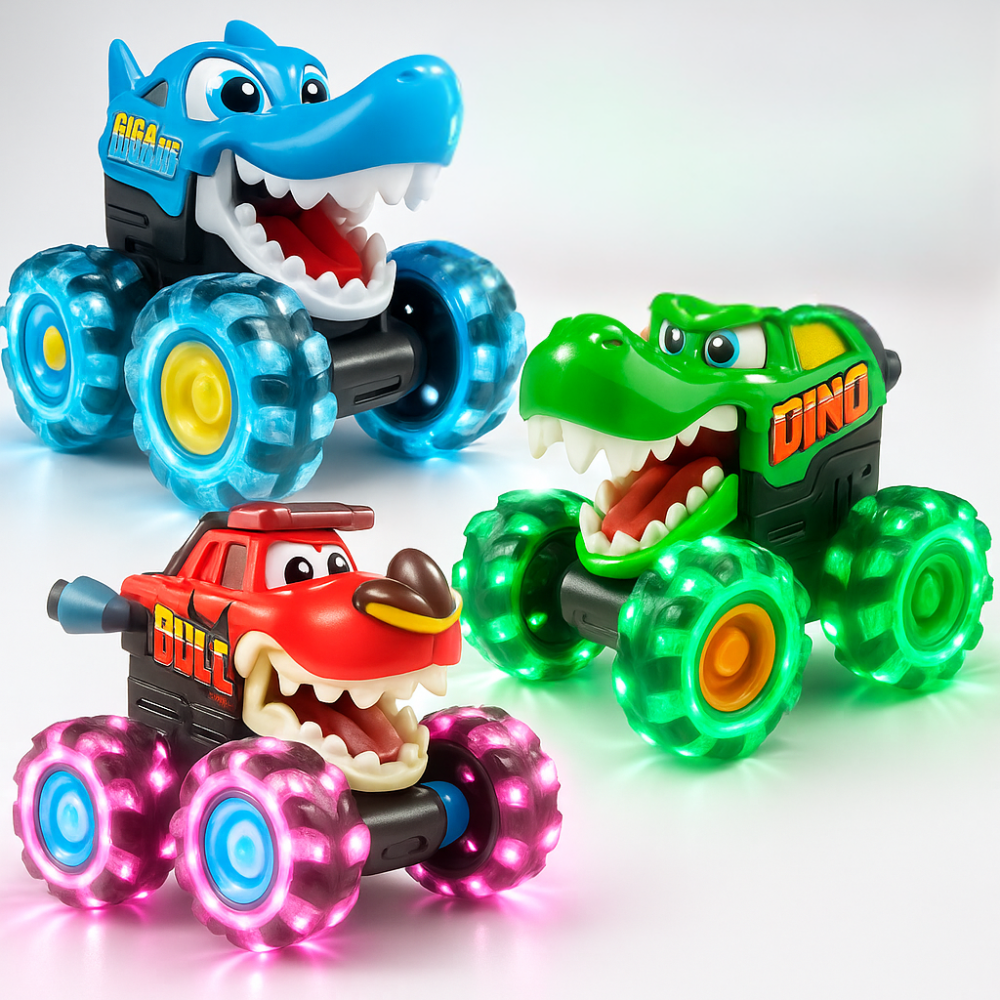 Monster Truck Toy Light Up Cars Kids Toddlers Play Set