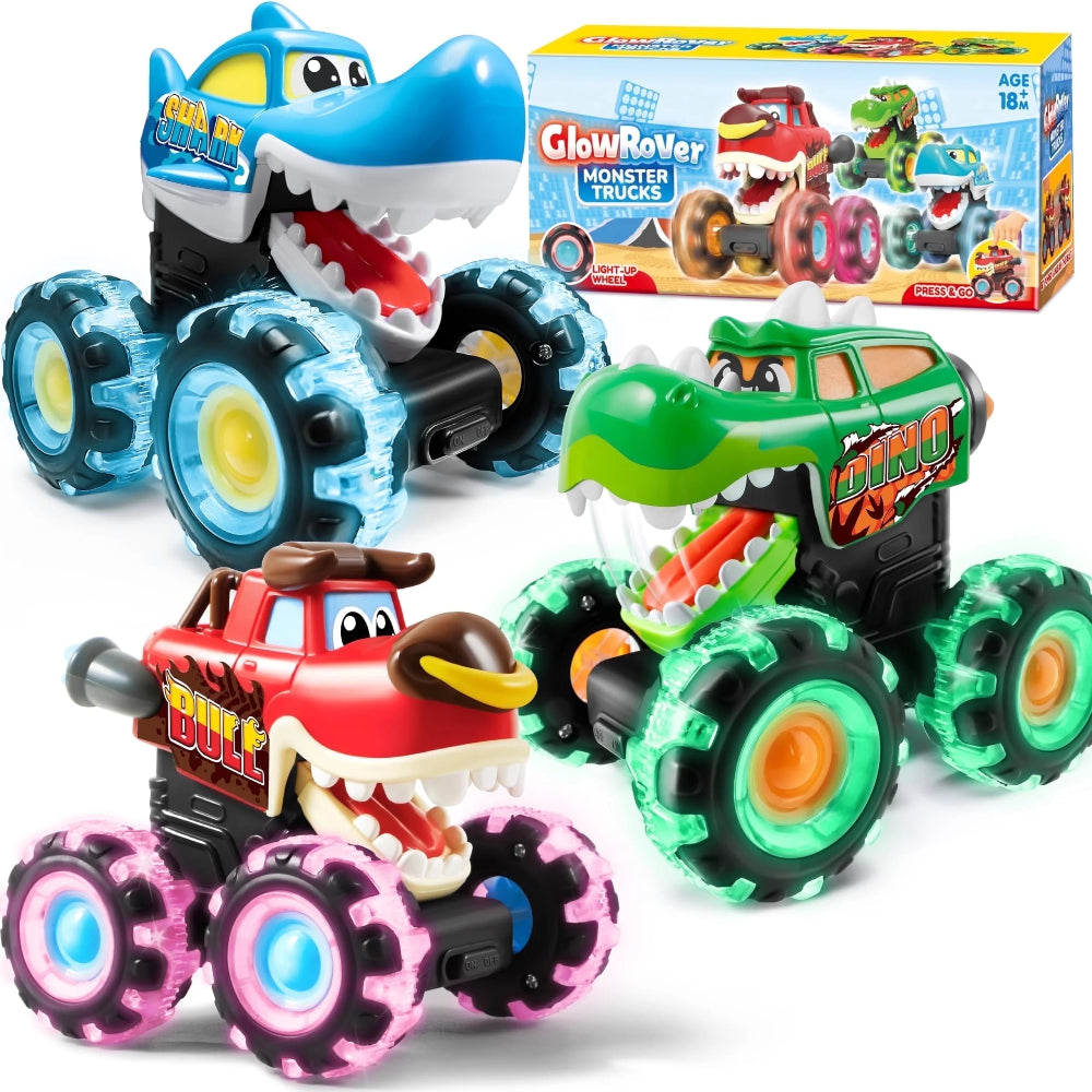 Monster Truck Toy Light Up Cars Kids Toddlers Play Set