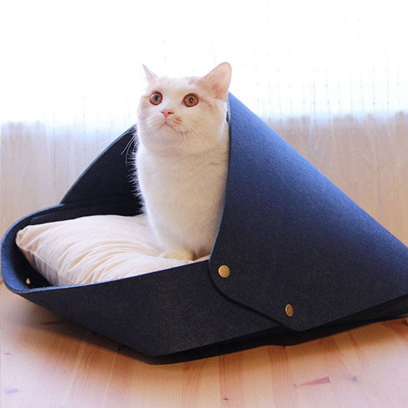 Semi-Enclosed Felt Cat Bed