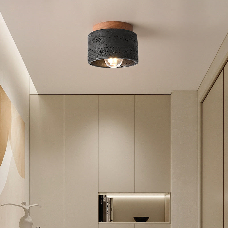 Farmhouse Solid Wood Semi Flush Mount Ceiling Light