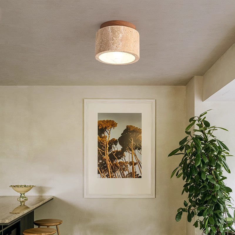 Farmhouse Solid Wood Semi Flush Mount Ceiling Light