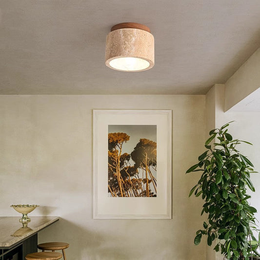 Farmhouse Solid Wood Semi Flush Mount Ceiling Light