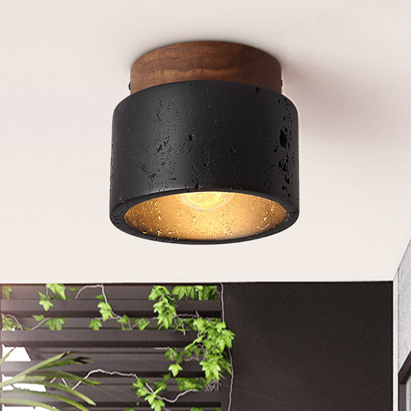 Farmhouse Solid Wood Semi Flush Mount Ceiling Light