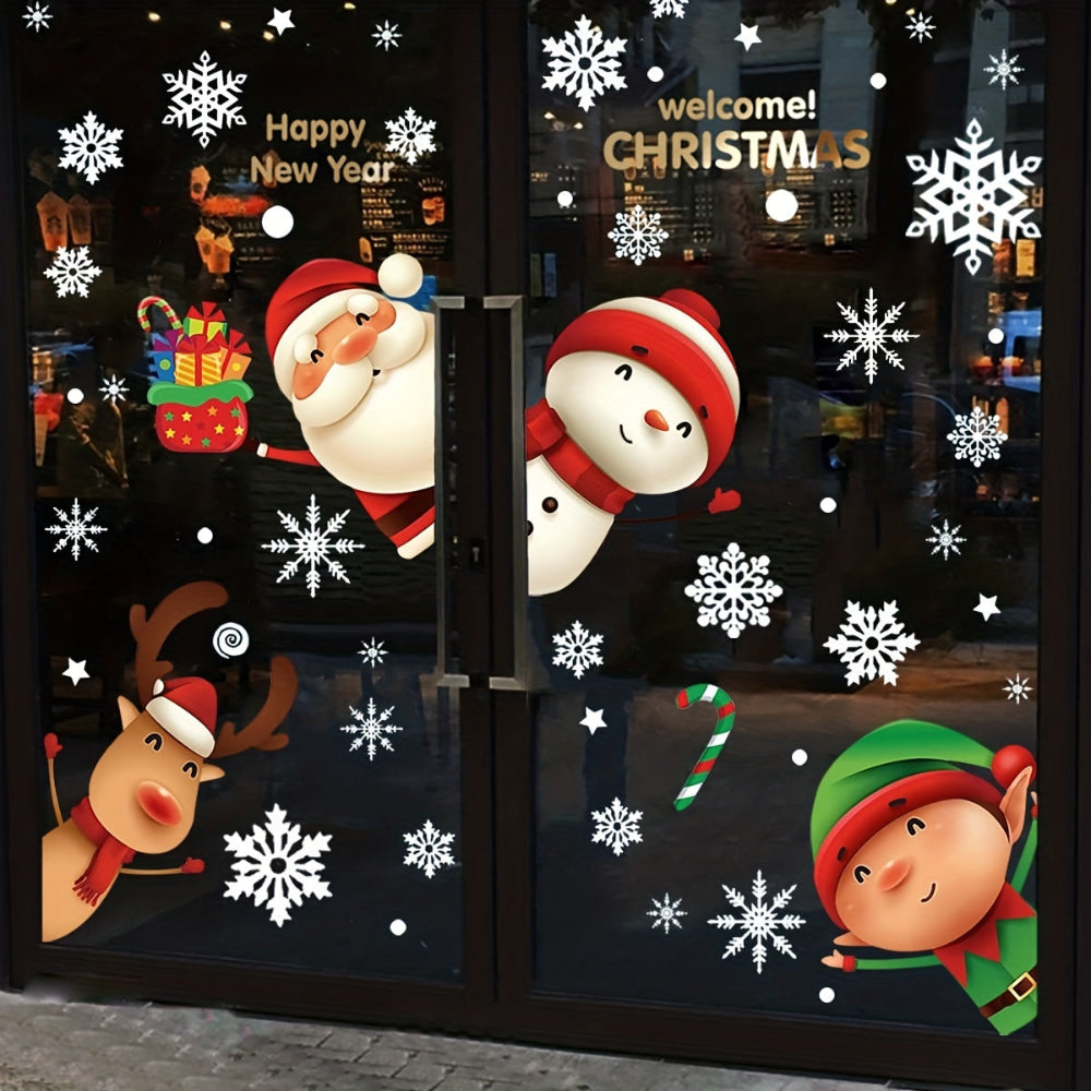 Outdoor Christmas Decorations Santa Snowflake Window Decals