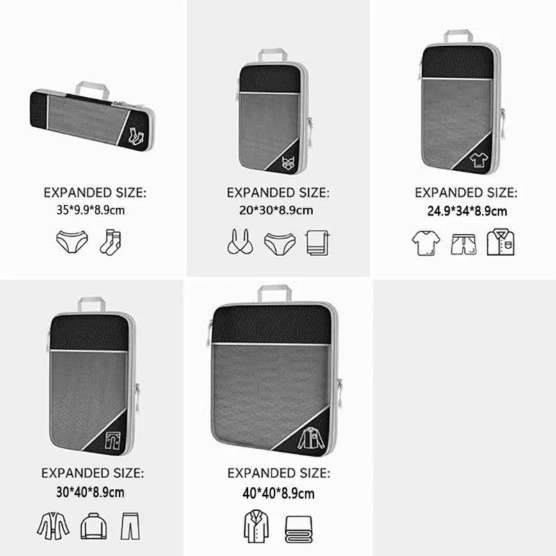 5-Piece Compression Packing Cubes Set – Lightweight Travel Organizers for Luggage, Suitcases & Backpacks