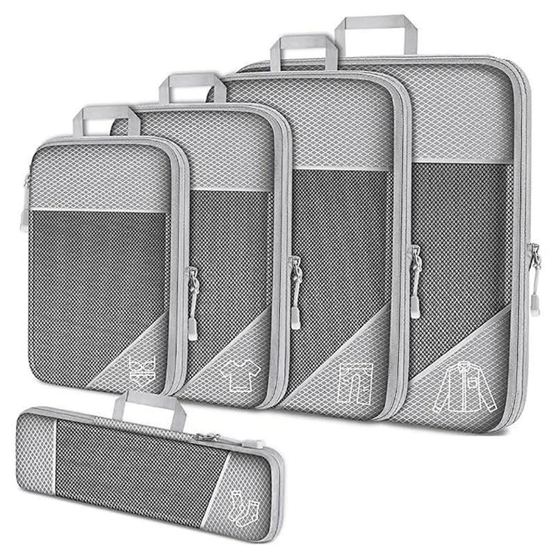 5-Piece Compression Packing Cubes Set – Lightweight Travel Organizers for Luggage, Suitcases & Backpacks