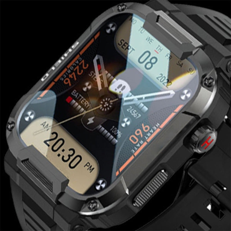 Military Smartwatch for Men - Waterproof IP68 Rugged Fitness Tracker with Bluetooth Calling, Heart Rate Monitor and 110 Sports Modes
