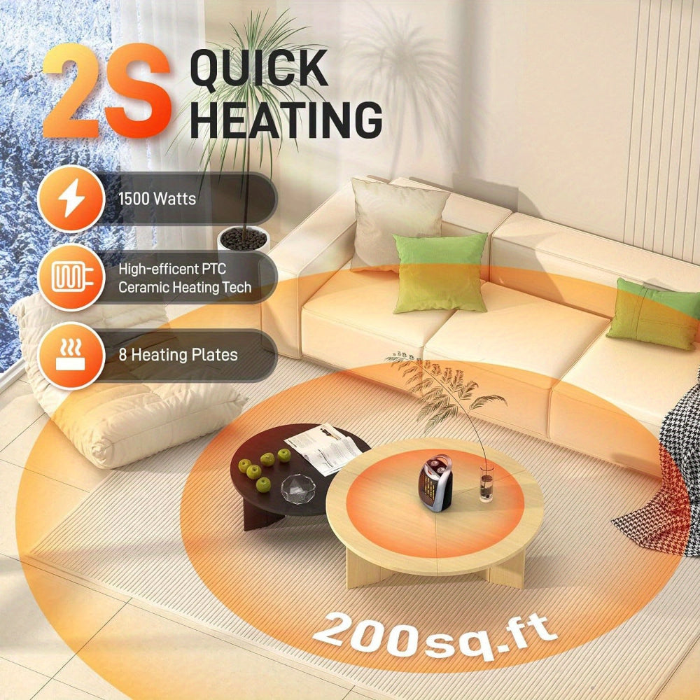 Portable Electric Space Heater Adjustable Thermostat Indoor Use