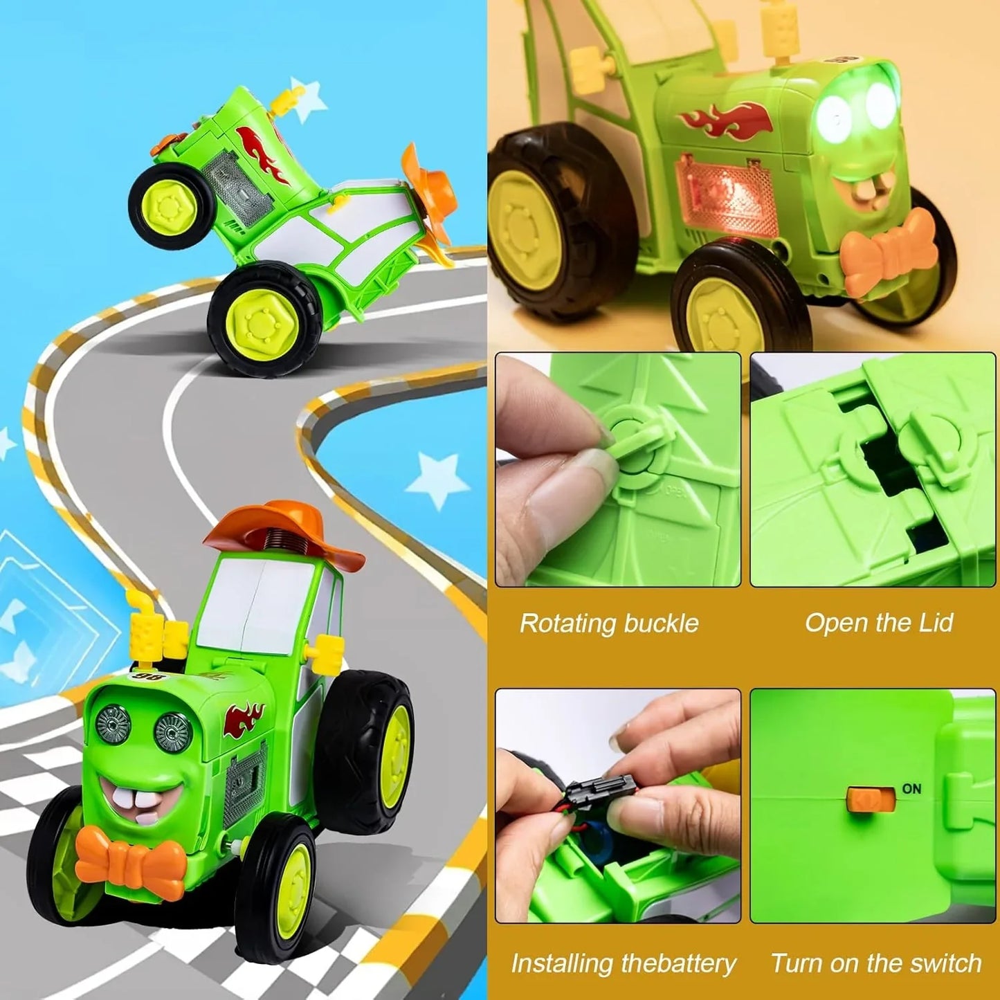 Remote Control Stunt Car Lights Flips Vehicle Toy