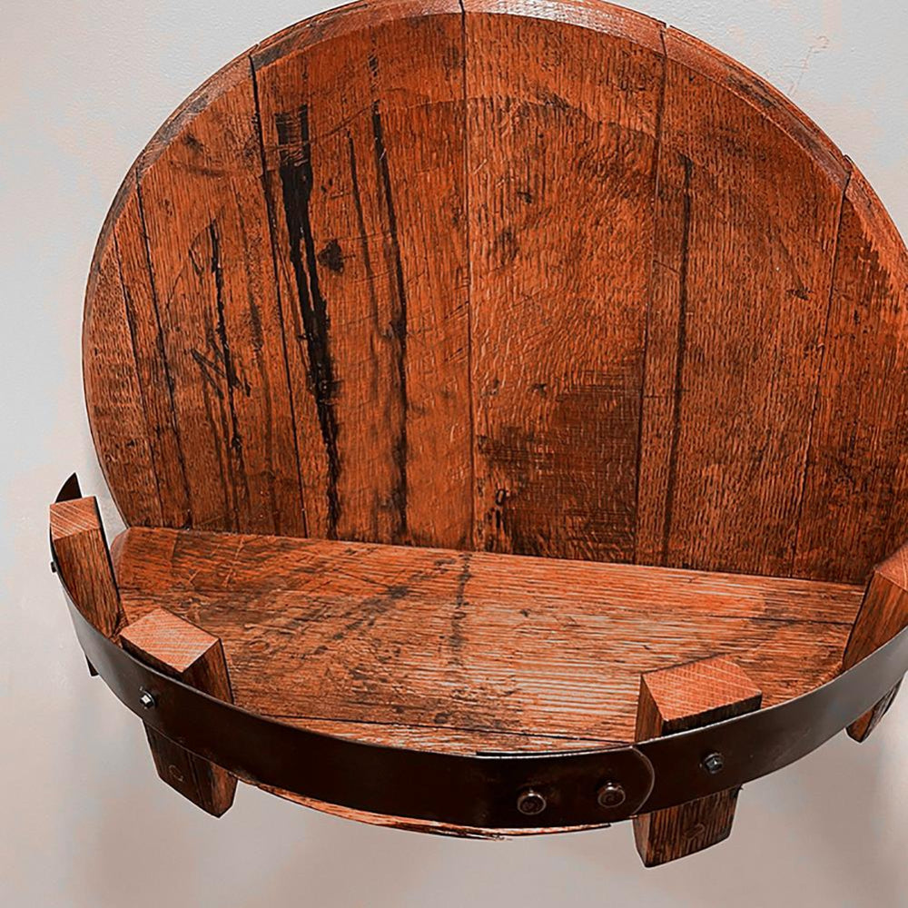 Rustic Bar Bourbon Barrel Shelf Accessories Display