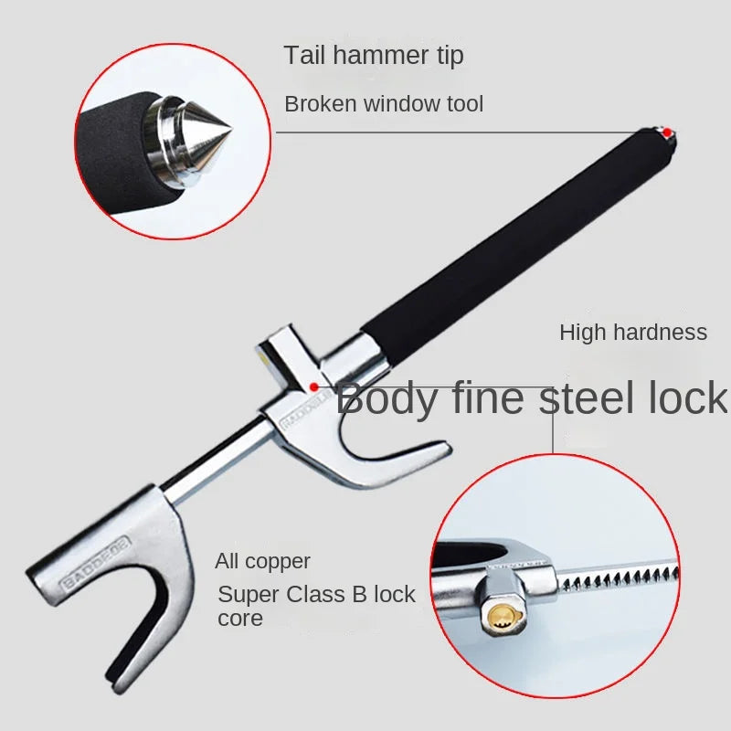 Avichic™ Retractable Steering Wheel Lock – Anti-Theft Car Security Device with Double Hook, Adjustable Length, Universal Fit