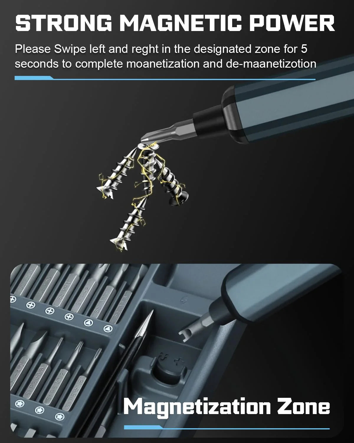 68-in-1 Precision Electric Screwdriver Set – 64 Magnetic Bits, 5 Torque Levels, Mini Rechargeable Power Tool for Electronics Repair