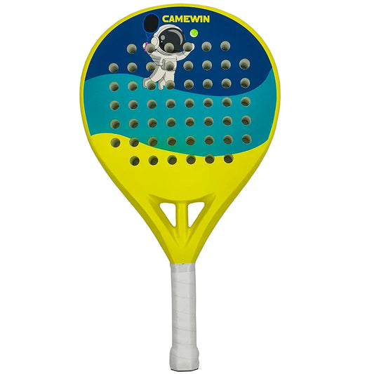 Junior Padel & Tennis Racket – 50% Carbon Fiber, 50% Glass Fiber Lightweight Paddle for Kids & Beach Sports