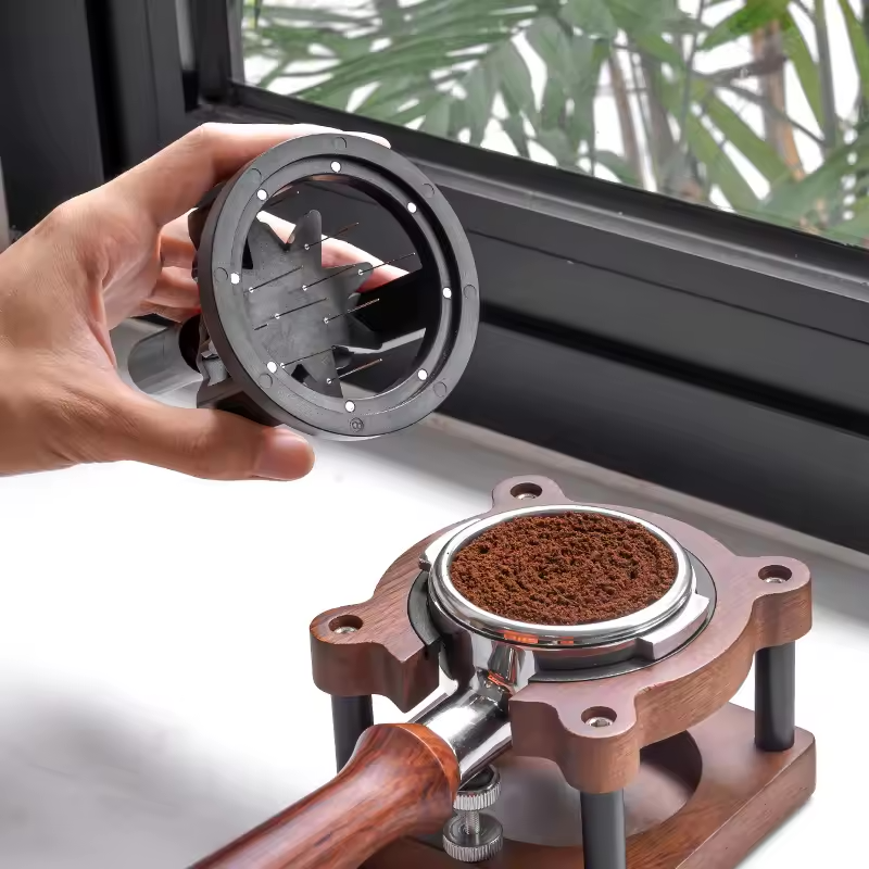 Rotary Needle Powder Distributor 51/53/58mm Magnetic Coffee Tamper Needle Coffee Powder Disperser Anti-slip Loose Powder Needle