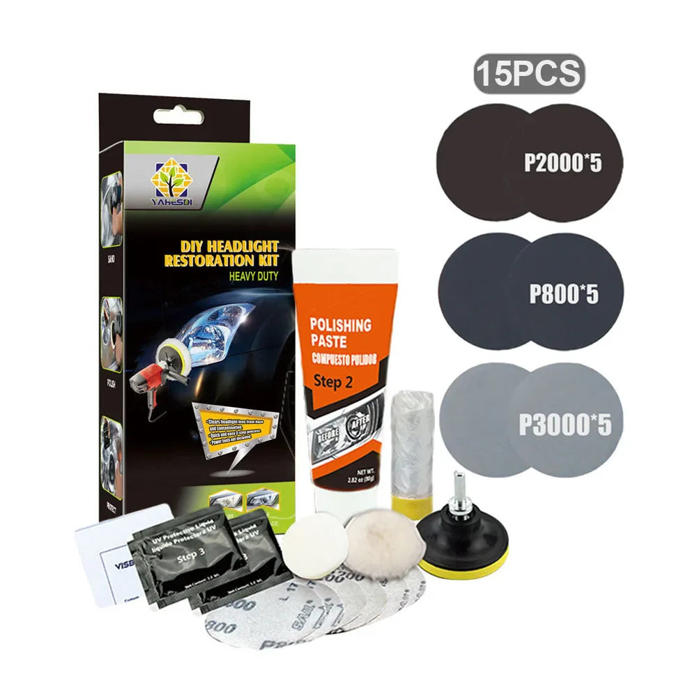 Headlight Restoration Kit Car Headlight Polishing Scratch Remover Oxidation Cleaner Headlamp Renovation Auto Repair Tools
