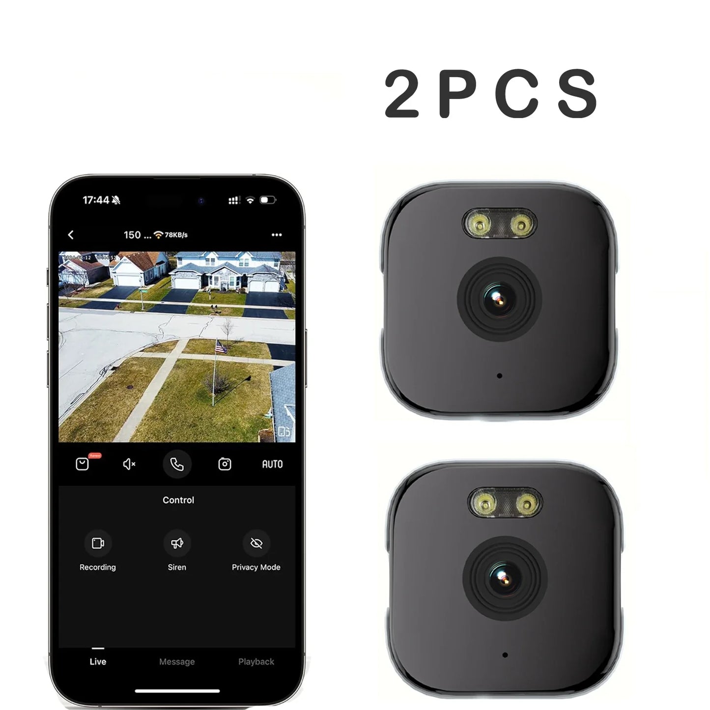 Window Security Camera 3MP 2K, Dual-Band WiFi (2.4GHz & 5GHz), Color Night Vision, AI Motion Detection, Indoor Glass Mount – 2-Pack