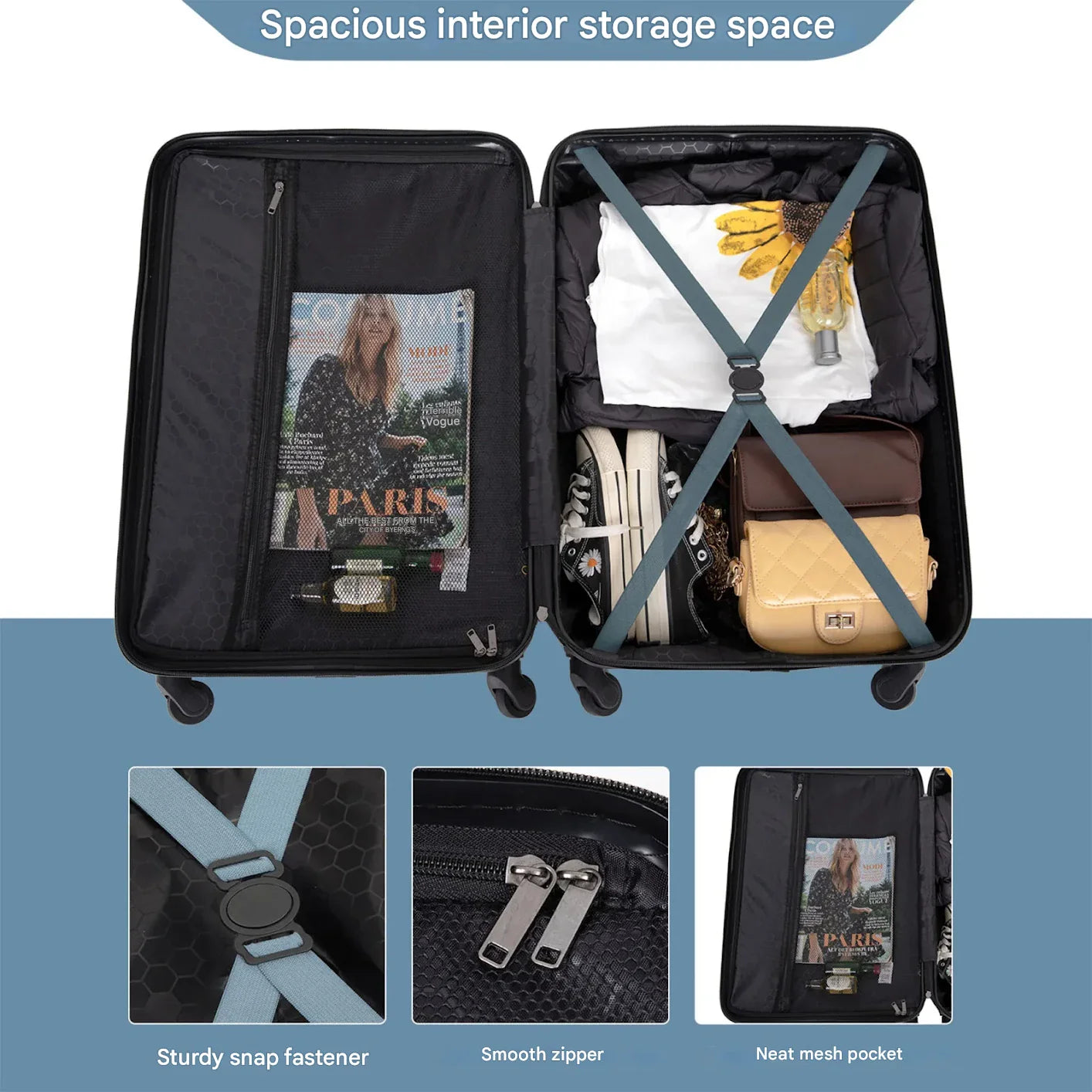 3-Piece Blue ABS Hardshell Luggage Set – Belgrade