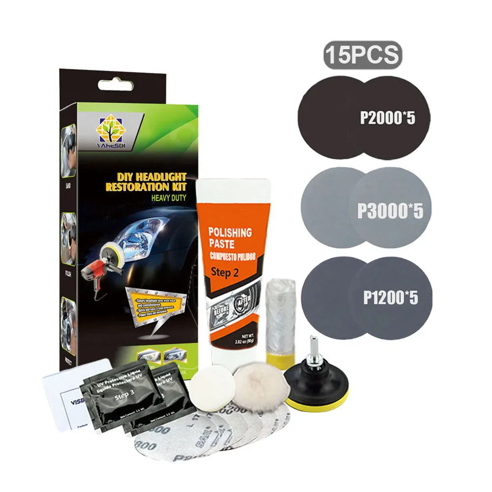 Headlight Restoration Kit Car Headlight Polishing Scratch Remover Oxidation Cleaner Headlamp Renovation Auto Repair Tools