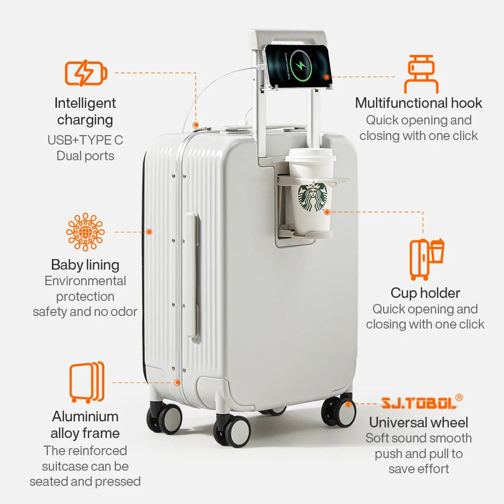 Aluminum Frame Hardshell Suitcase with USB Port – Turin
