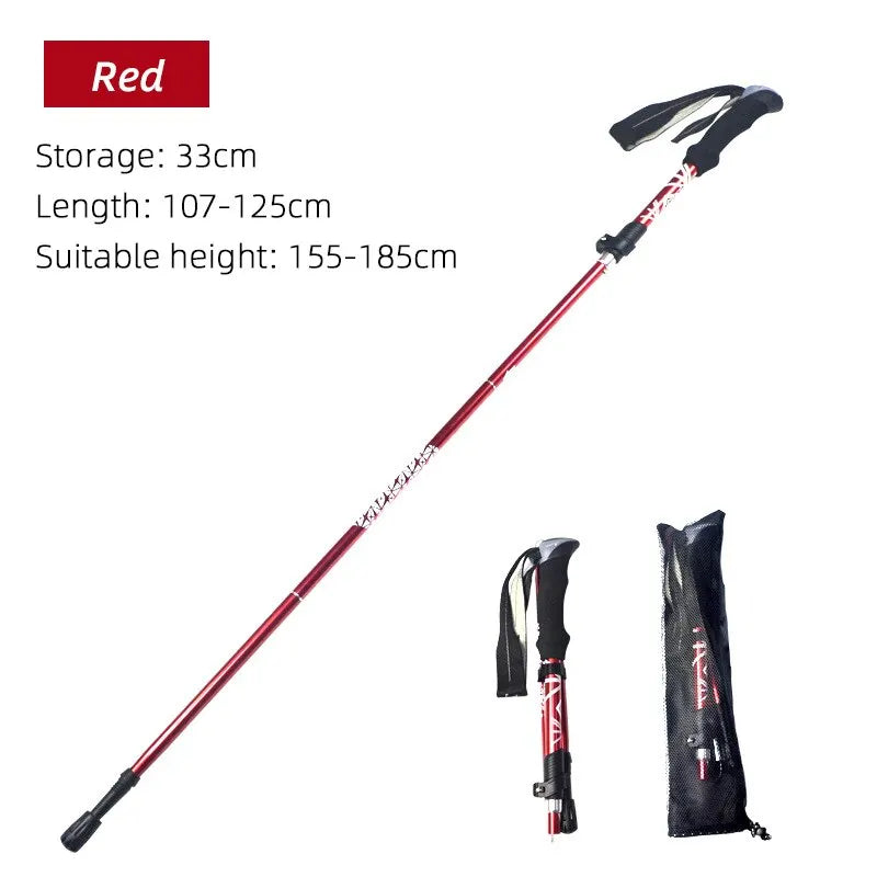 5-Section Foldable Trekking Pole – Lightweight Telescopic Walking Stick for Hiking, Camping, Nordic Walking, Elderly Support
