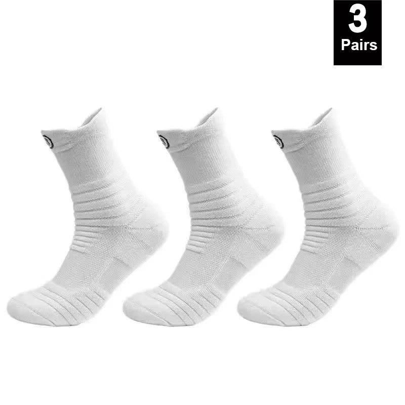 Men’s High-Elastic Sports Socks – Breathable Non-Slip Compression Tube Socks for Basketball, Cycling, Running, and Training