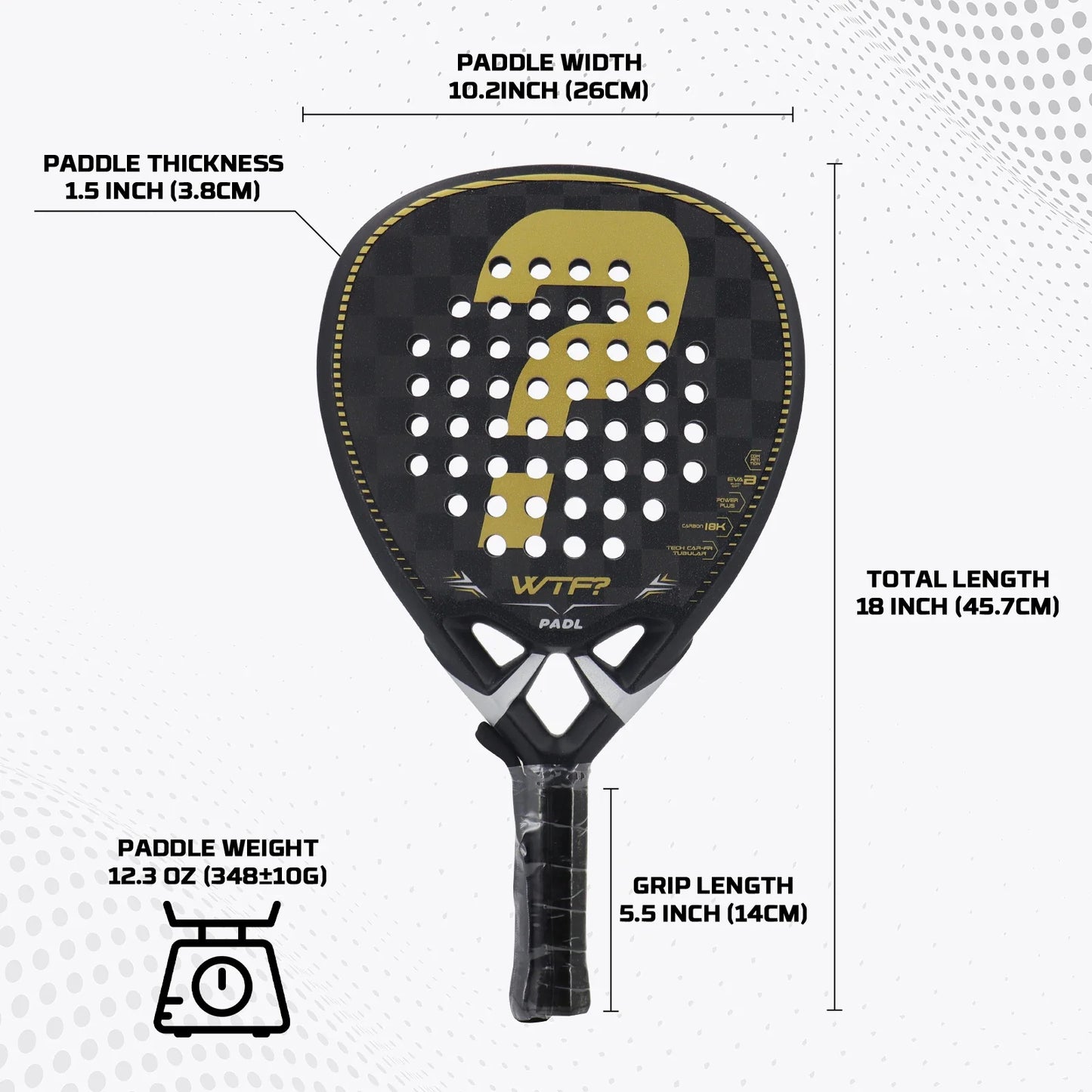 Full Carbon Padel Racket – Lightweight Frosted Surface Paddle Tennis Racquet for Beginners & All-Level Players