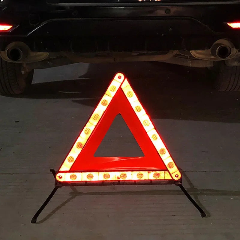 Avichic™ Foldable Emergency Reflective Triangle – Car Breakdown Safety Warning Sign with Strong Reflective Sticker & Compact Storage Box