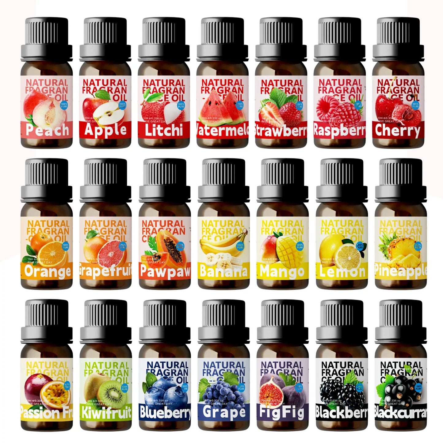 Fruit Essential Oil Set – 22 Types for Aromatherapy, Candle Making, Diffuser, Skincare, Massage & DIY Fragrance Blends