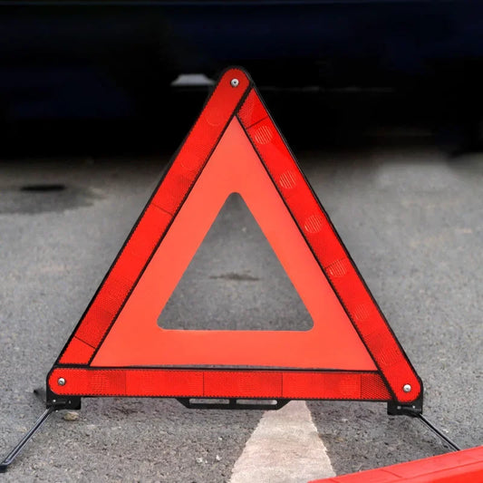 Avichic™ Foldable Emergency Reflective Triangle – Car Breakdown Safety Warning Sign with Strong Reflective Sticker & Compact Storage Box