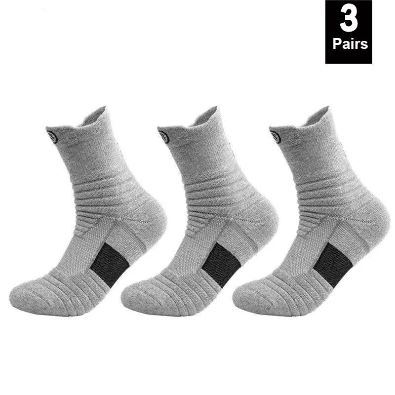 Men’s High-Elastic Sports Socks – Breathable Non-Slip Compression Tube Socks for Basketball, Cycling, Running, and Training