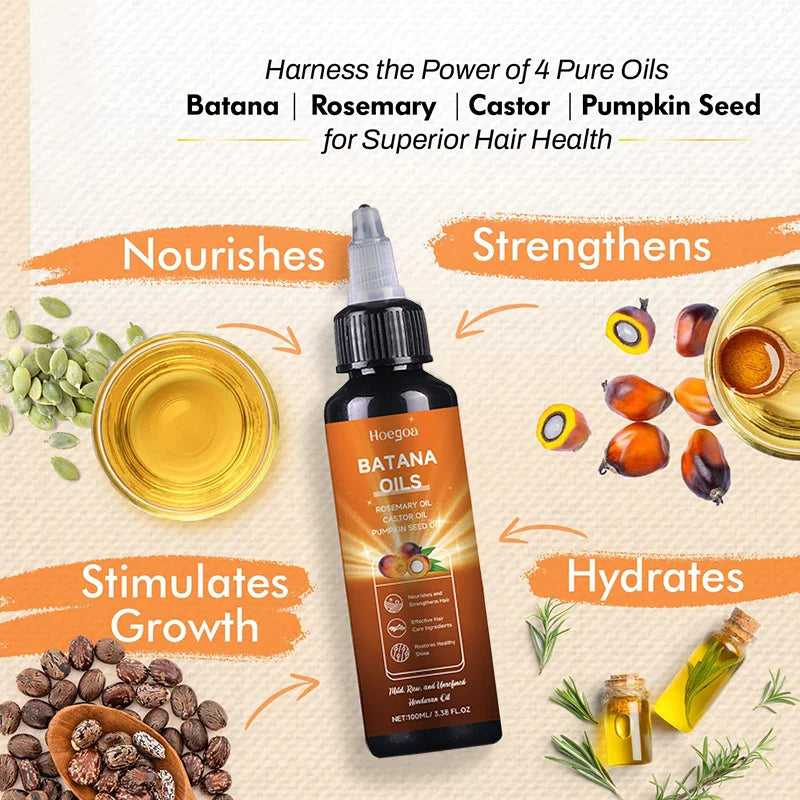 All-in-One Liquid Batana Hair Oil – 100% Pure Honduran Oil for Hair Growth, Frizz Control & Scalp Nourishment (5oz)