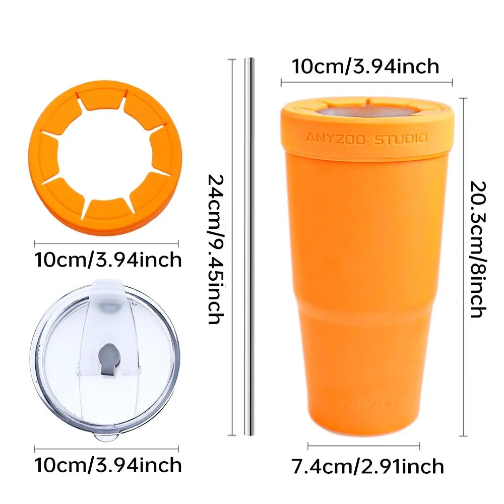 30oz Tumbler with Silicone Lid – 2-in-1 Straw & Sip, Leakproof, Double Wall Stainless Steel