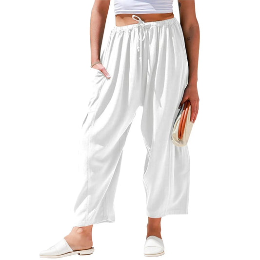 Women Casual Joggers Tech Pants Women's Pants High Waisted Drawstring Leggings Workwear Sports Wide Leg Trousers Summer