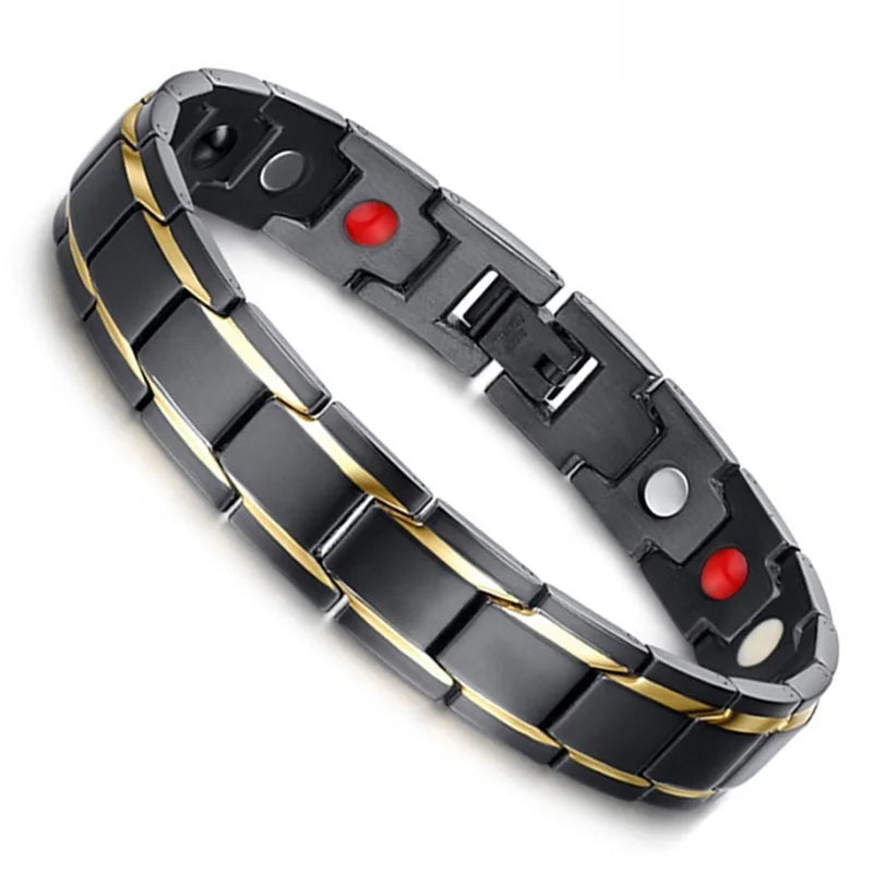 Men's Stainless Steel Magnetic Therapy Bracelet – Luxury Anti-Fatigue & Energy Healing Jewelry