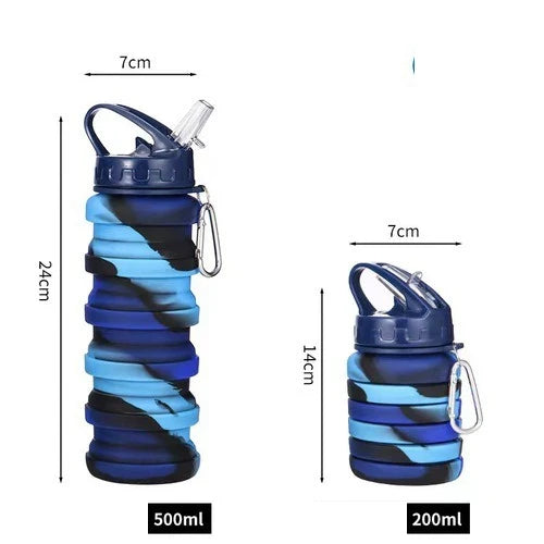 500ml Collapsible Silicone Water Bottle – Portable, Leakproof, and Eco-Friendly for Travel, Sports, and Daily Use