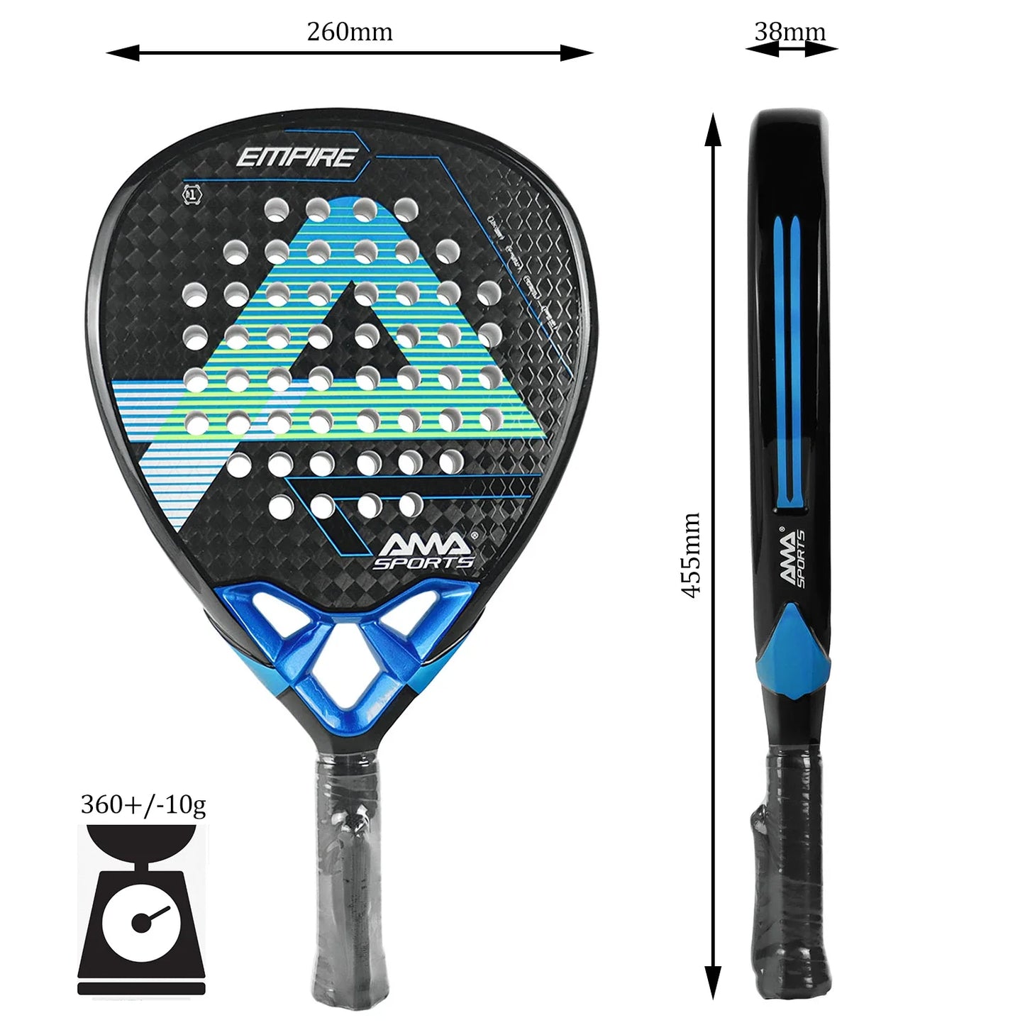 Full Carbon Padel Racket – Lightweight Frosted Surface Paddle Tennis Racquet for Beginners & All-Level Players