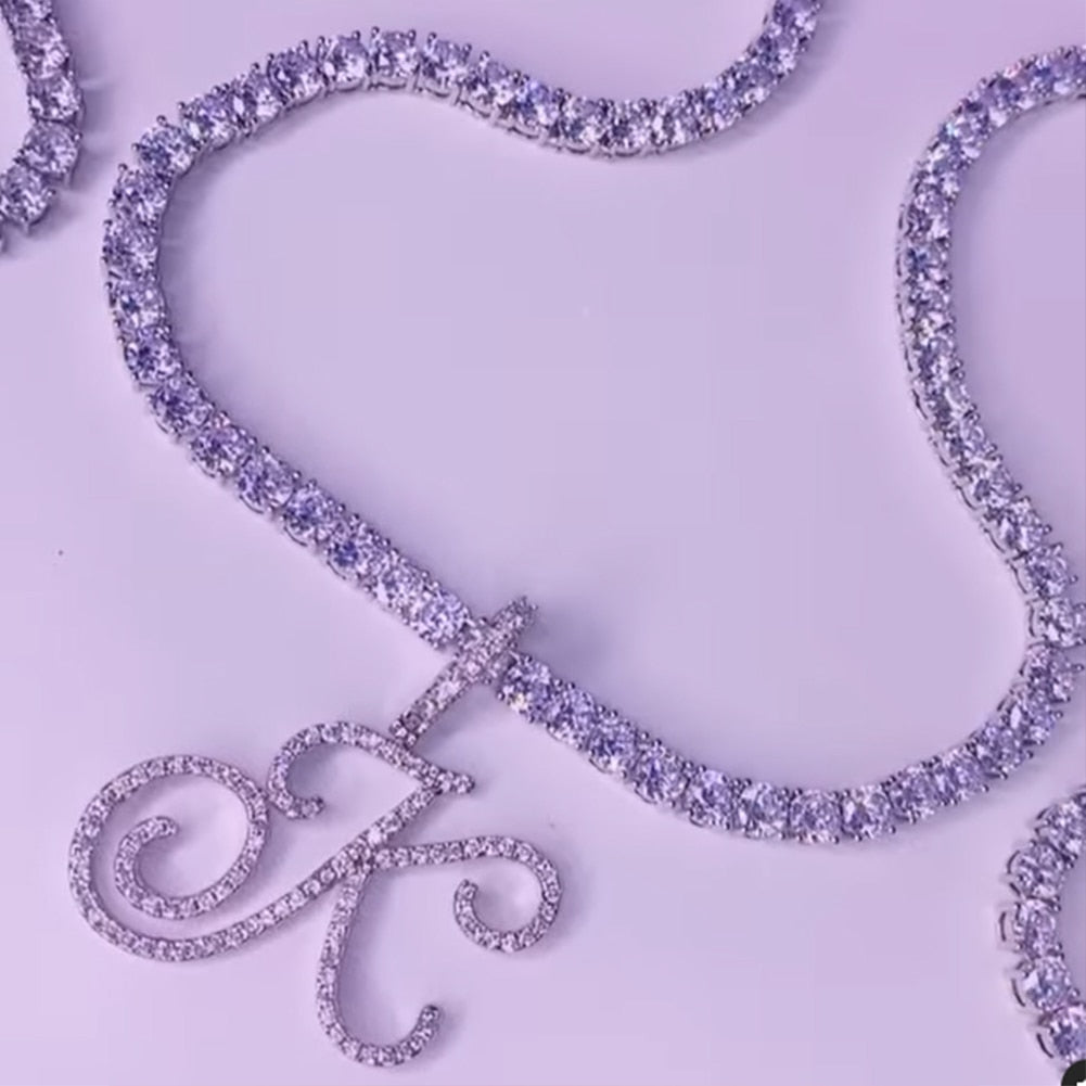 Initial Tennis Pendant Silver