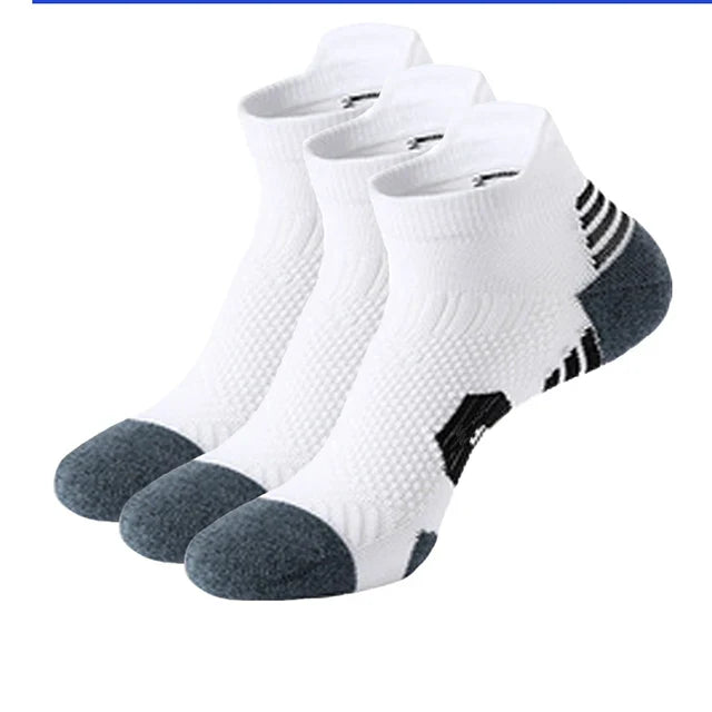 3 Pairs Professional Sports Socks – Quick-Dry Non-Slip Short Fitness Socks for Running, Basketball, Cycling, and Training