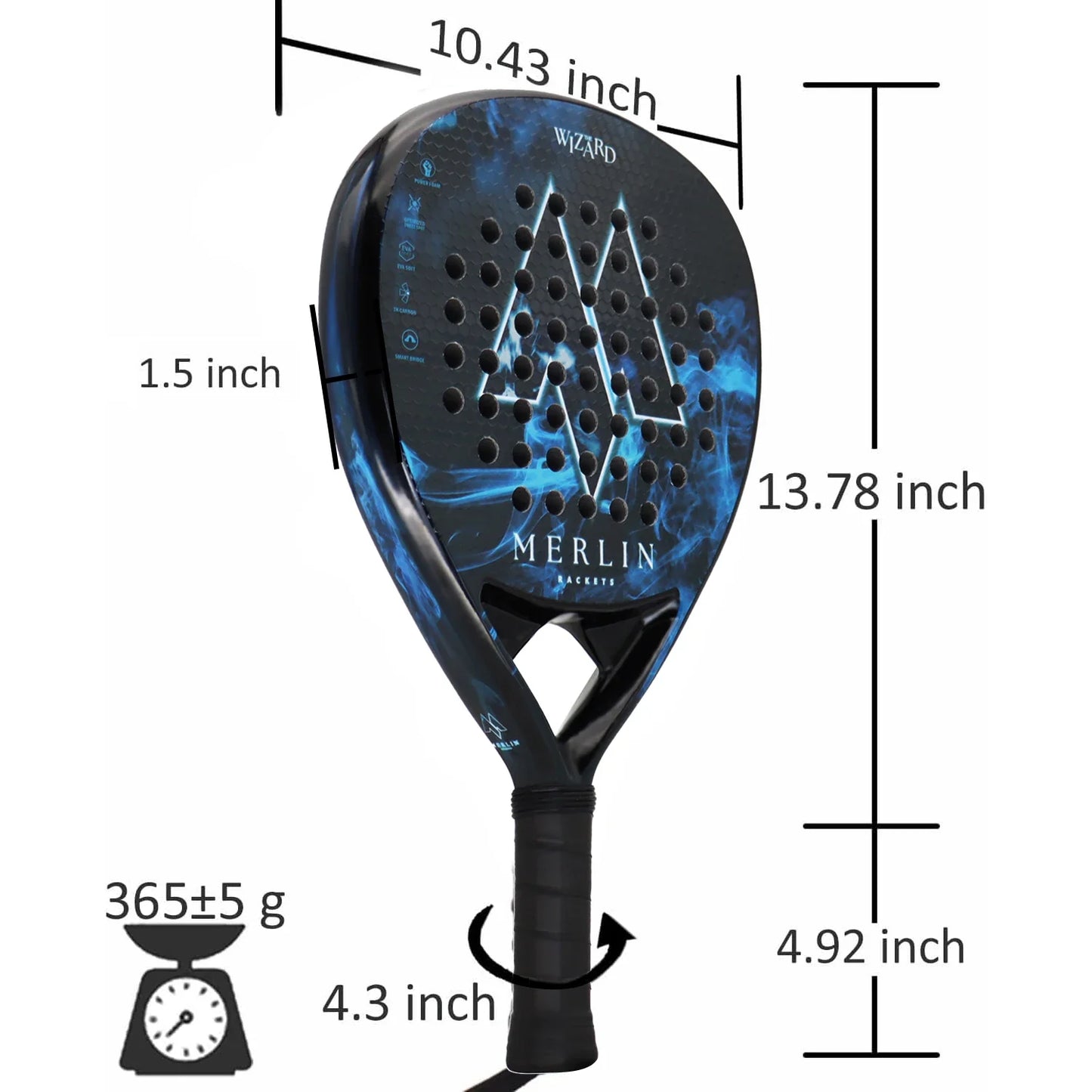 Full Carbon Padel Racket – Lightweight Frosted Surface Paddle Tennis Racquet for Beginners & All-Level Players