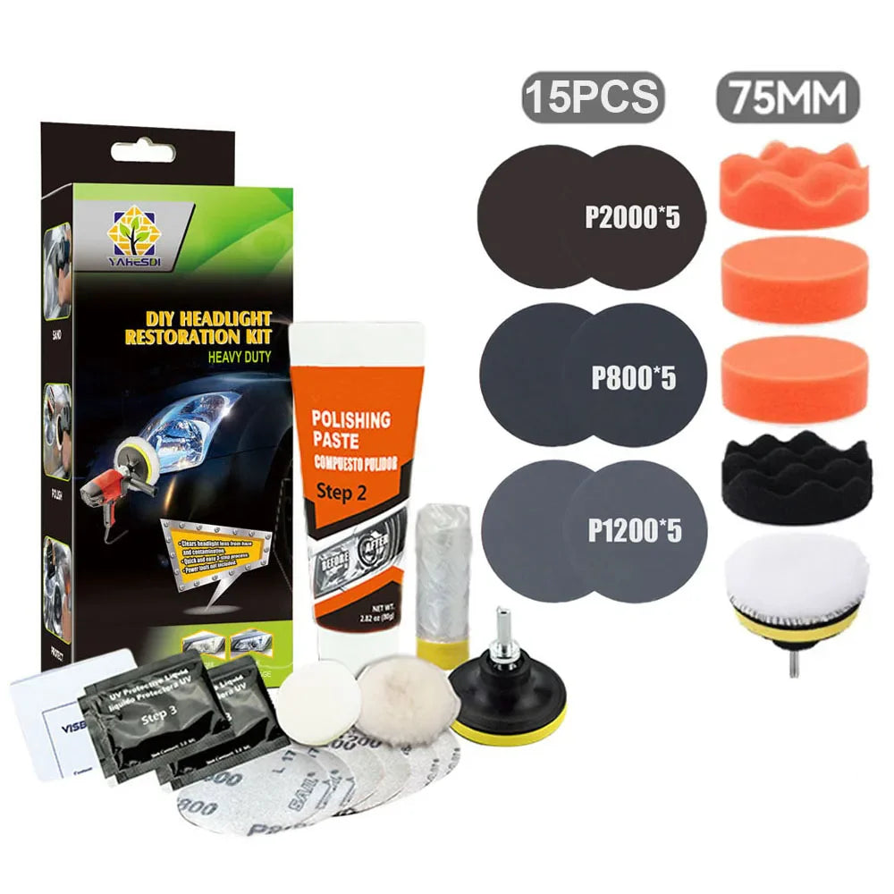 Headlight Restoration Kit Car Headlight Polishing Scratch Remover Oxidation Cleaner Headlamp Renovation Auto Repair Tools